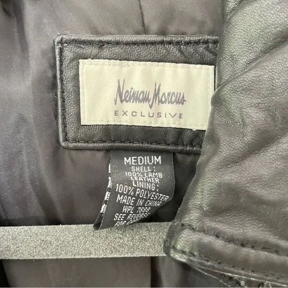NWOT Neiman Marcus Lamb Leather Moto Jacket - Picture 3 of 5